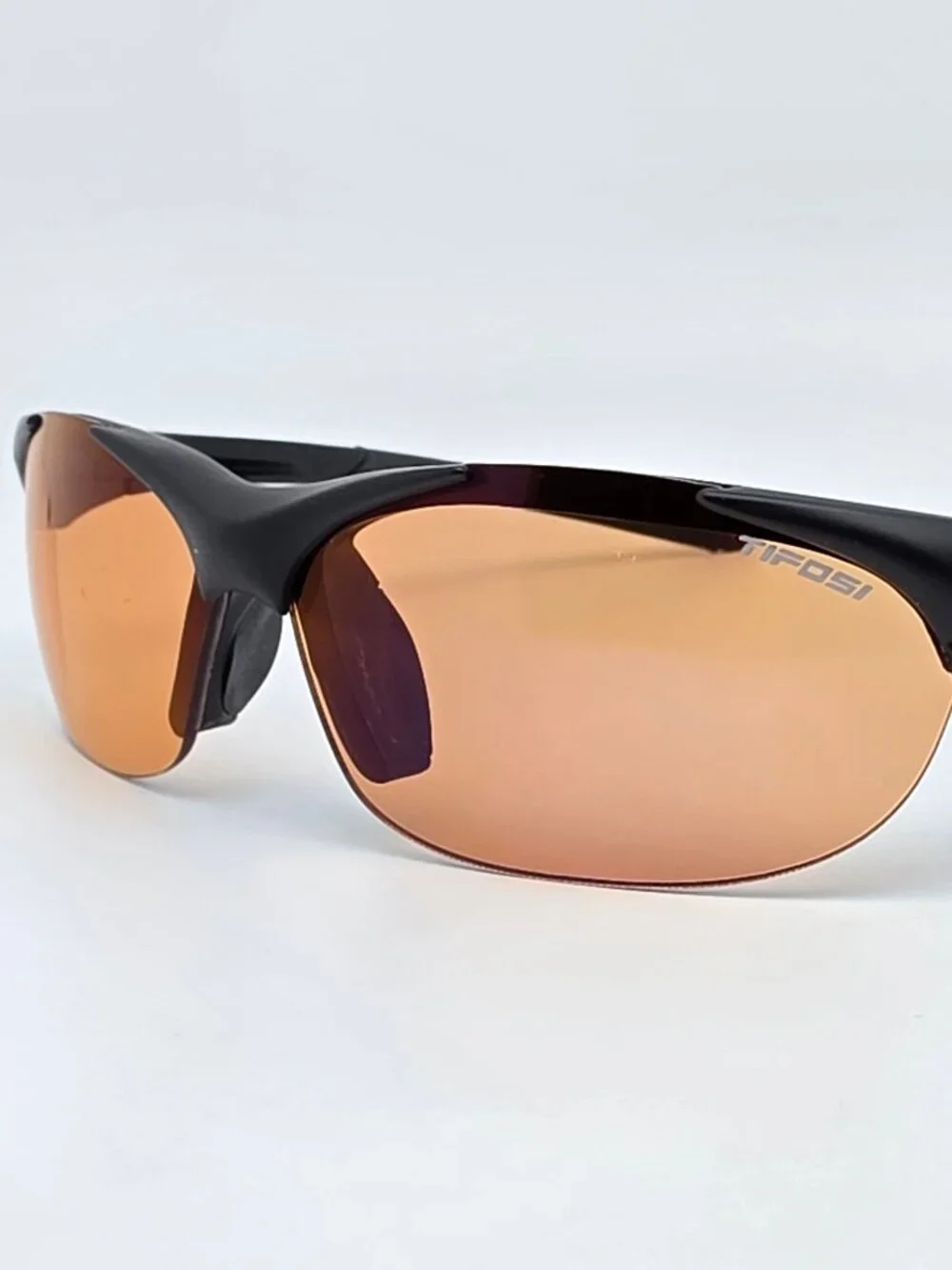 Tifosi Wisp Matte Black Frame Purple Mirror Brown Lens Sunglasses w Retainer